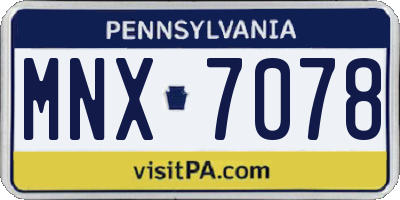 PA license plate MNX7078