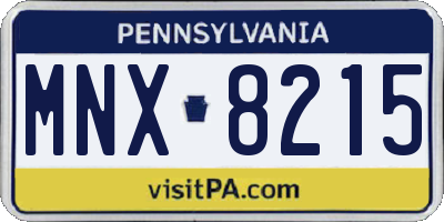 PA license plate MNX8215