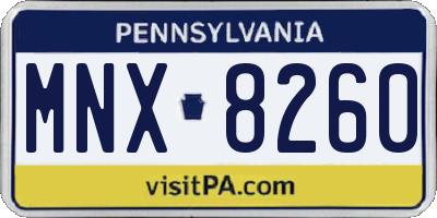 PA license plate MNX8260