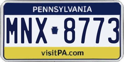 PA license plate MNX8773