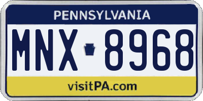 PA license plate MNX8968