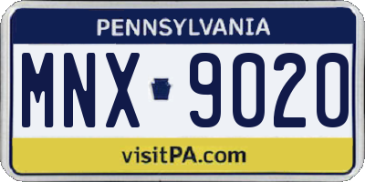 PA license plate MNX9020