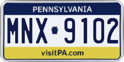 PA license plate MNX9102