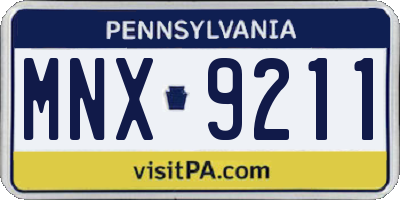 PA license plate MNX9211