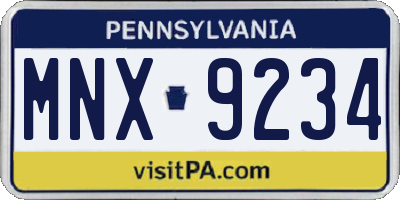 PA license plate MNX9234