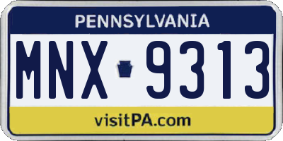 PA license plate MNX9313