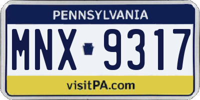 PA license plate MNX9317