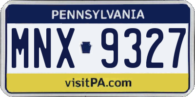 PA license plate MNX9327