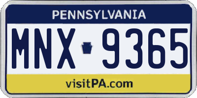 PA license plate MNX9365