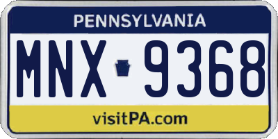 PA license plate MNX9368