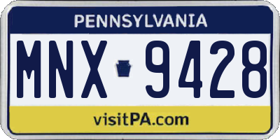 PA license plate MNX9428