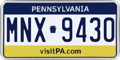 PA license plate MNX9430