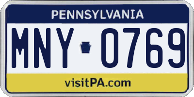PA license plate MNY0769