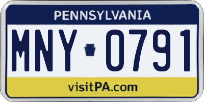 PA license plate MNY0791