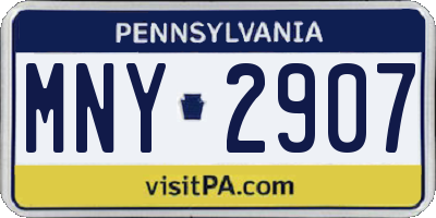 PA license plate MNY2907