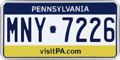 PA license plate MNY7226