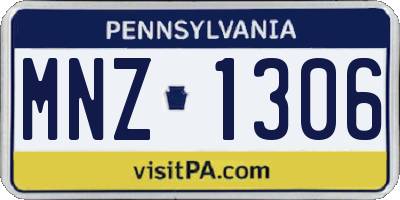 PA license plate MNZ1306