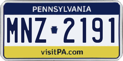 PA license plate MNZ2191