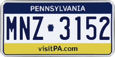 PA license plate MNZ3152