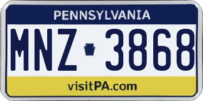 PA license plate MNZ3868