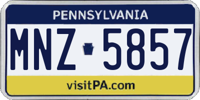 PA license plate MNZ5857
