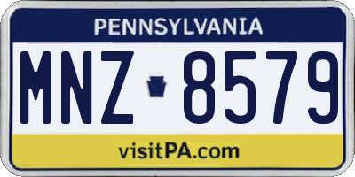 PA license plate MNZ8579