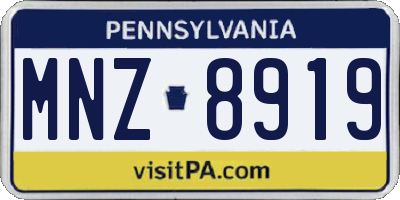 PA license plate MNZ8919