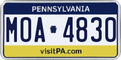 PA license plate MOA4830