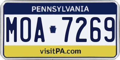PA license plate MOA7269
