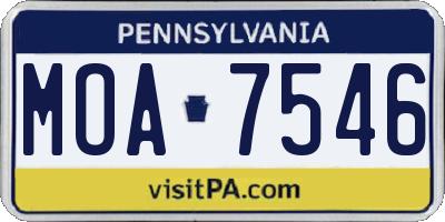 PA license plate MOA7546