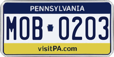 PA license plate MOB0203
