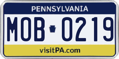 PA license plate MOB0219