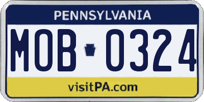 PA license plate MOB0324