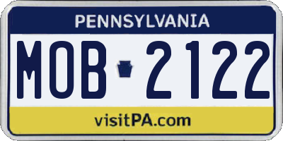 PA license plate MOB2122
