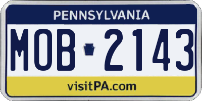 PA license plate MOB2143