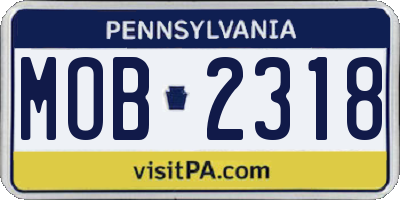 PA license plate MOB2318