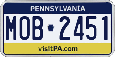 PA license plate MOB2451
