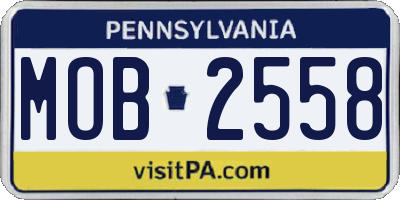 PA license plate MOB2558