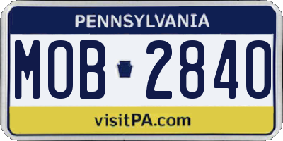 PA license plate MOB2840