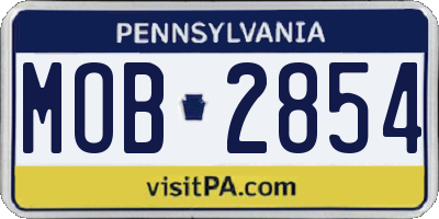 PA license plate MOB2854