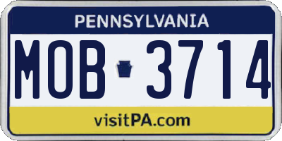 PA license plate MOB3714