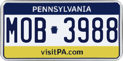 PA license plate MOB3988
