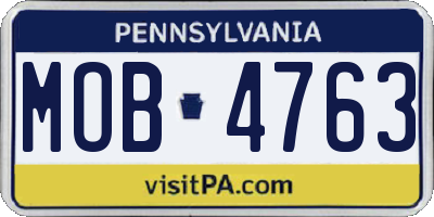 PA license plate MOB4763