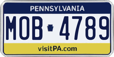 PA license plate MOB4789