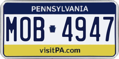PA license plate MOB4947
