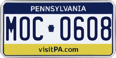 PA license plate MOC0608