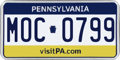 PA license plate MOC0799