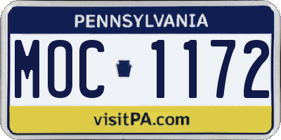 PA license plate MOC1172