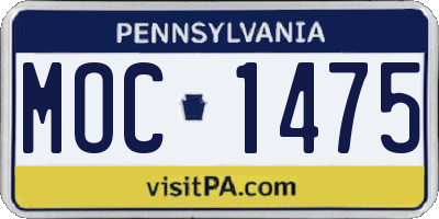 PA license plate MOC1475