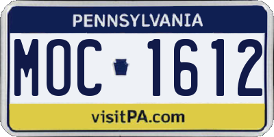 PA license plate MOC1612